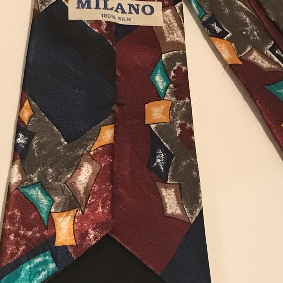 Mens 58” Milano Brand 100% Silk Dress Tie - Picture 5 of 5